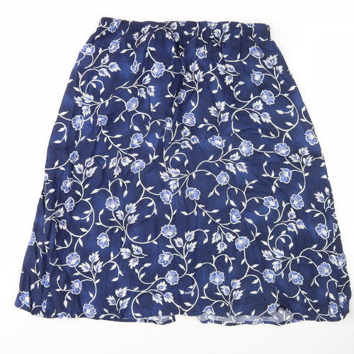 Marks and Spencer Women's Blue Floral Knee Length Skirt Size 10