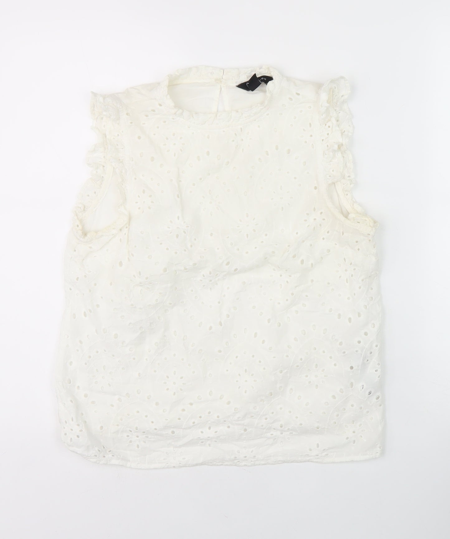 New Look Women's White Sleeveless Embroidered Blouse