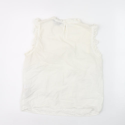 New Look Women's White Sleeveless Embroidered Blouse