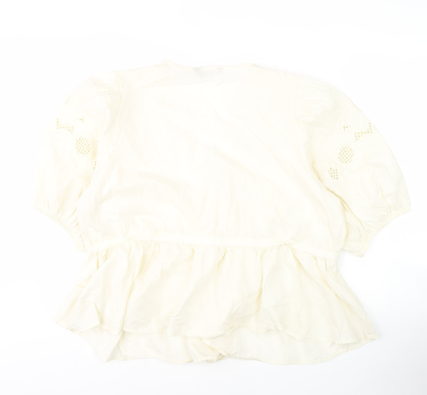 Marks and Spencer Ivory Cotton Wrap Blouse, Size 10