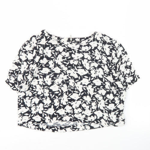 Warehouse Floral Blouse, Women, Size 12, Black & White