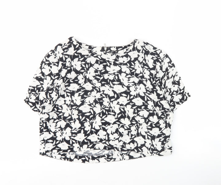 Warehouse Floral Blouse, Women, Size 12, Black & White