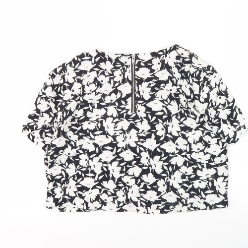 Warehouse Floral Blouse, Women, Size 12, Black & White