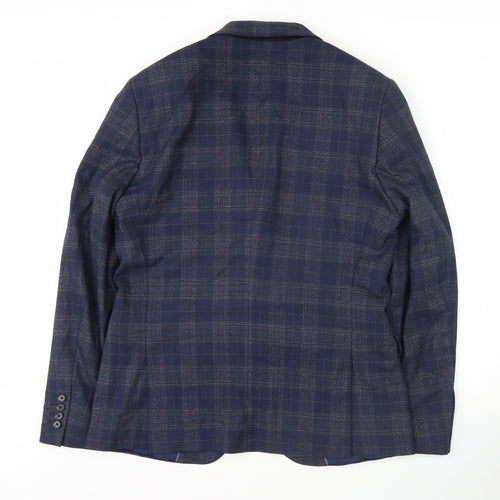 River Island Men's Blue Check Blazer 40R Regular Fit