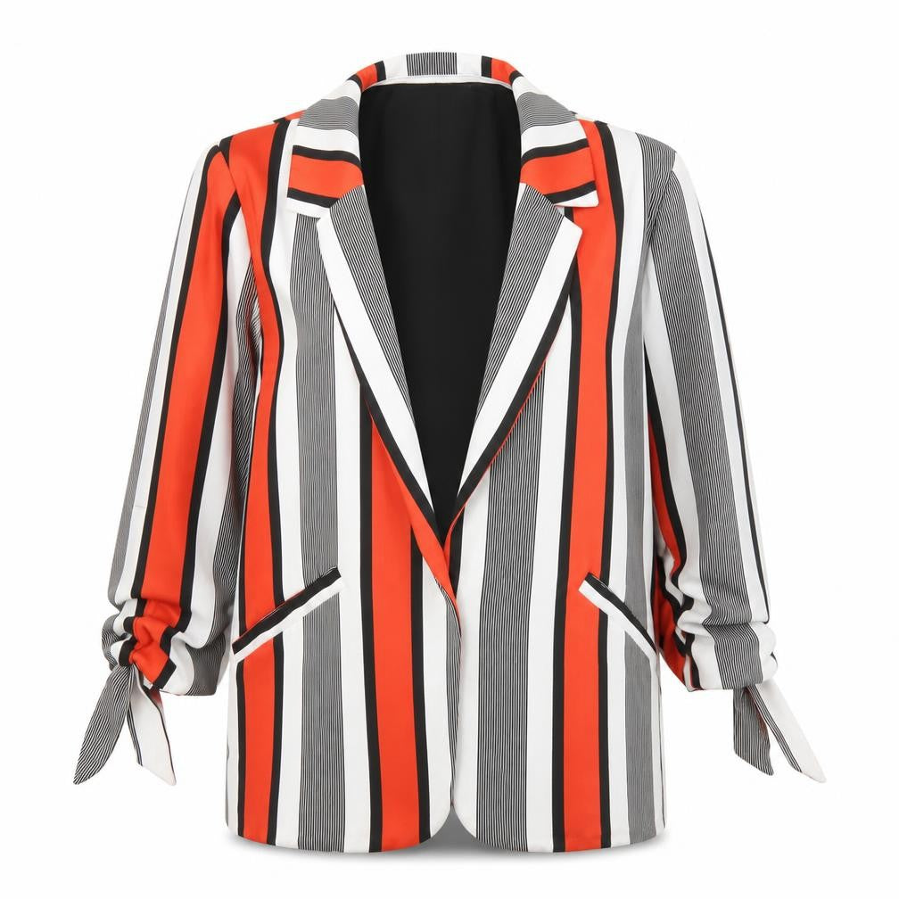 Front view of River Island Women's Multicoloured Striped Blazer, size 6