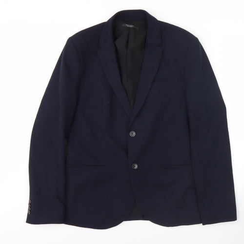 Zara Men's Blue Blazer - M, Regular Fit, Formal