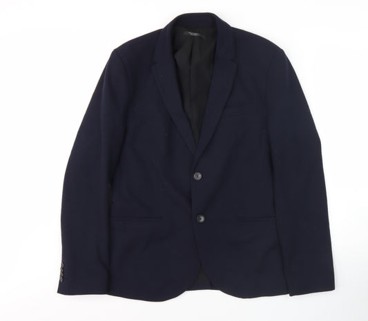 Zara Men's Blue Blazer - M, Regular Fit, Formal
