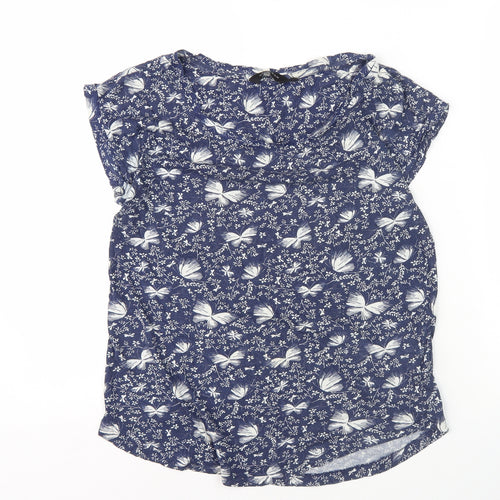 New Look Women's Blue Butterfly Print Top Size 10