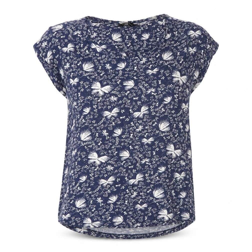 Front view of New Look Women's Blue Butterfly Print Top, size 10