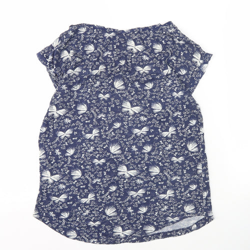 New Look Women's Blue Butterfly Print Top Size 10