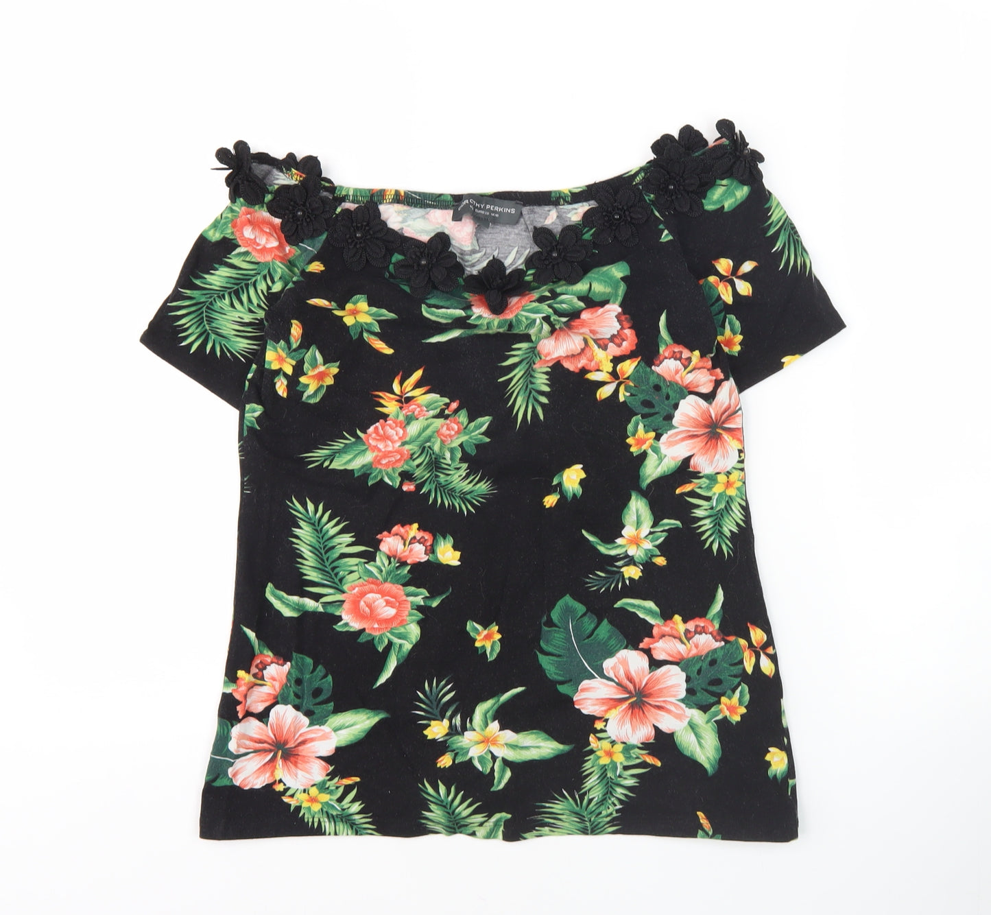 Dorothy Perkins Women’s Black Floral Off Shoulder Blouse