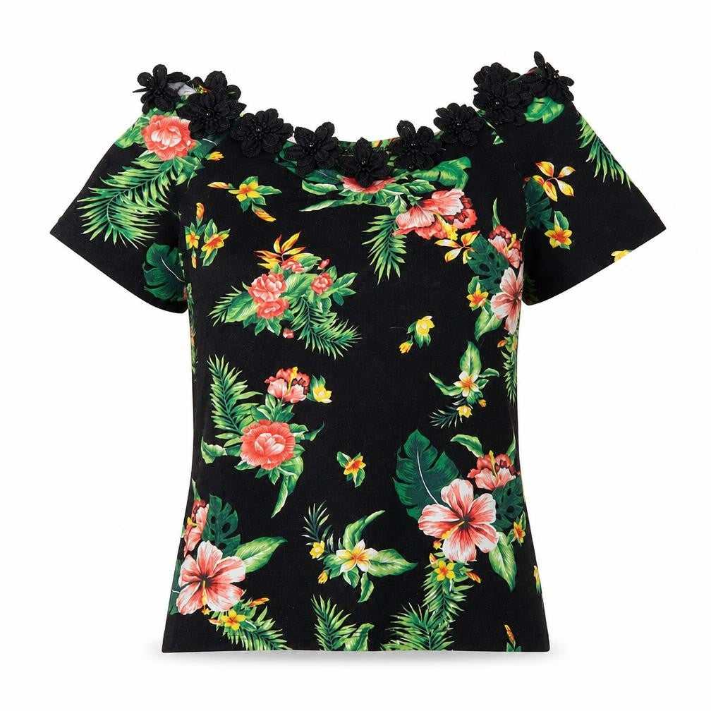 Dorothy Perkins Women’s Black Floral Off Shoulder Blouse