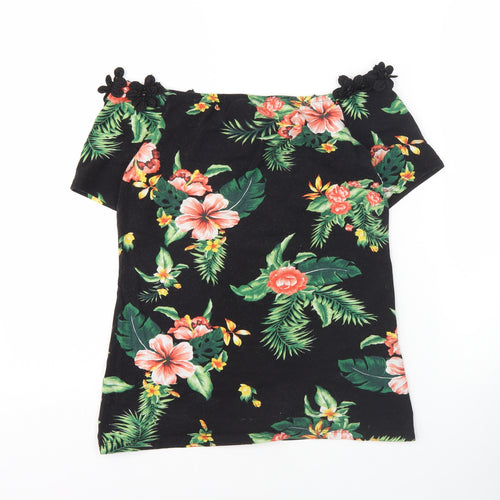 Dorothy Perkins Women’s Black Floral Off Shoulder Blouse