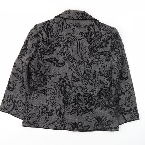 Collezioni Women Grey Floral Blazer Size 10