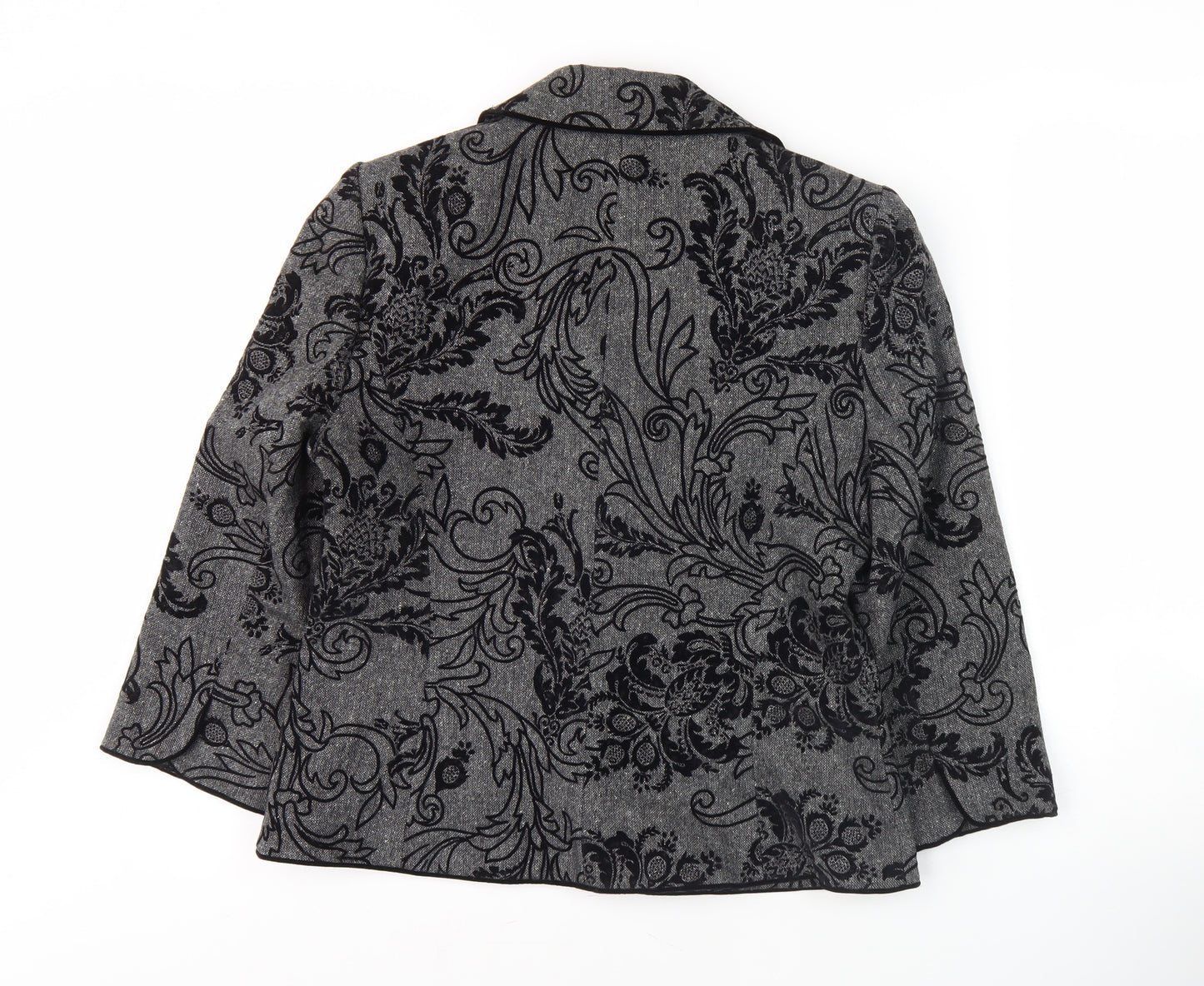 Collezioni Women Grey Floral Blazer Size 10