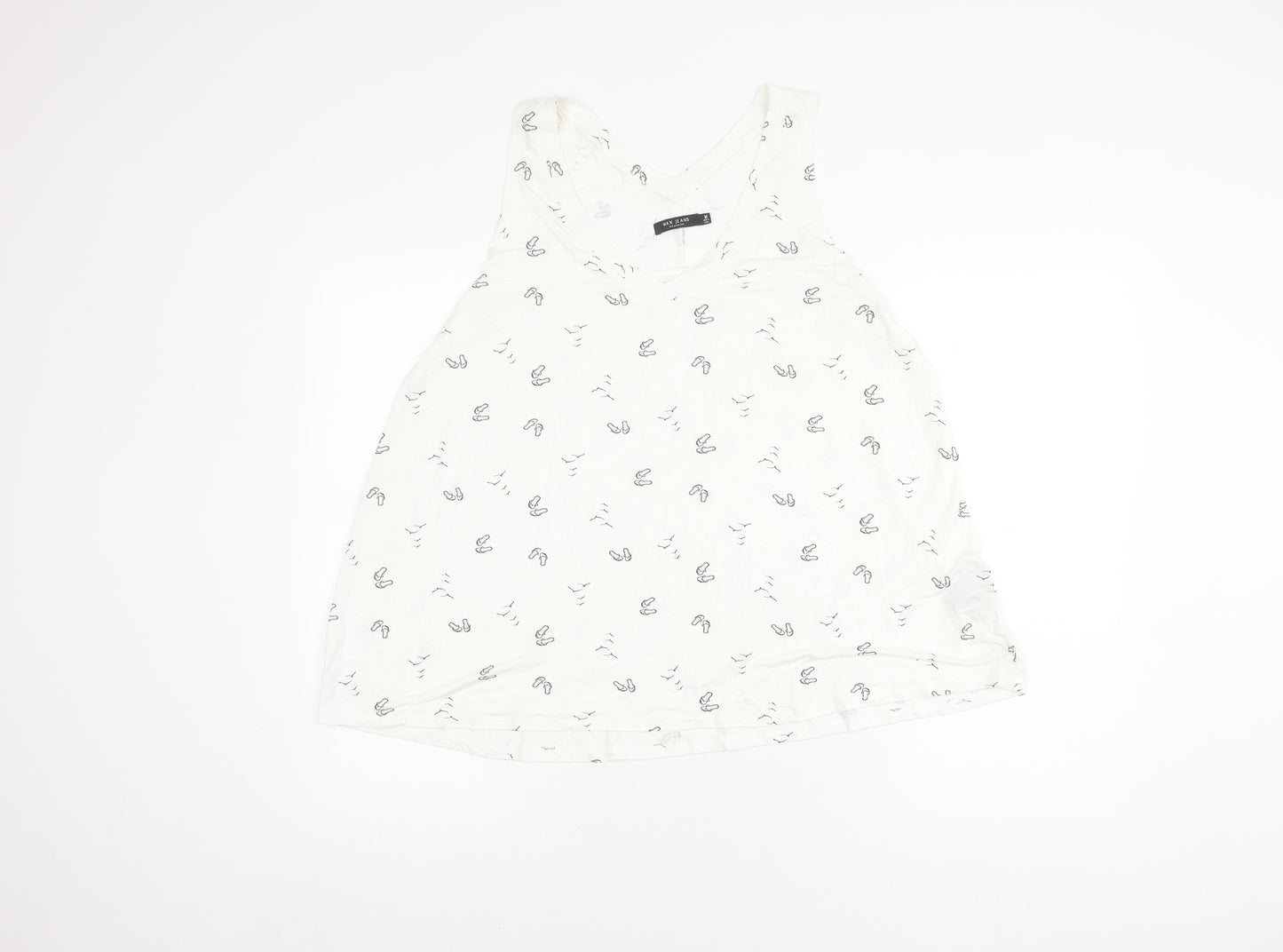 Max Jeans Women’s White Tank, Size M, Summer Top