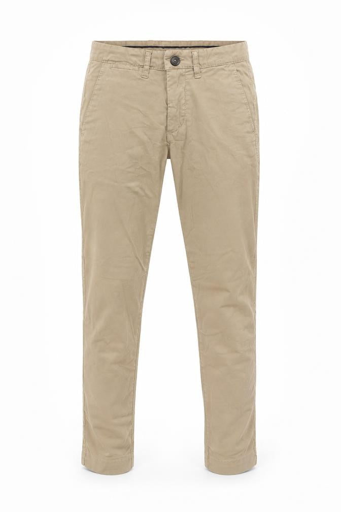 Front view of Celio Beige Chino Trousers, Slim Fit, size S, Casual Style