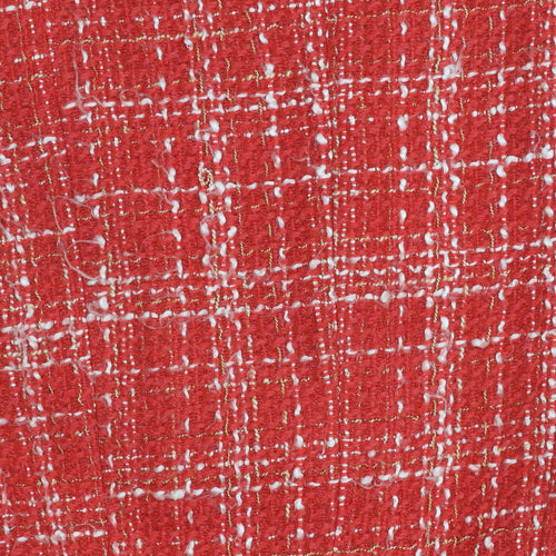 Tara Jarmon Women's Red Buttoned Tweed Coat Size 14