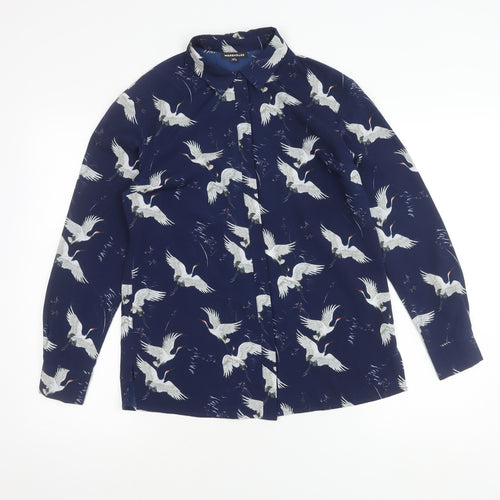 Warehouse Women Blue Button-Up Shirt UK 8