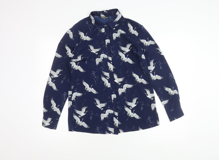 Warehouse Women Blue Button-Up Shirt UK 8