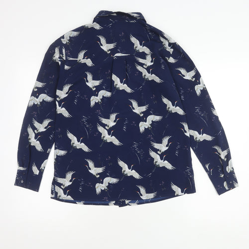 Warehouse Women Blue Button-Up Shirt UK 8