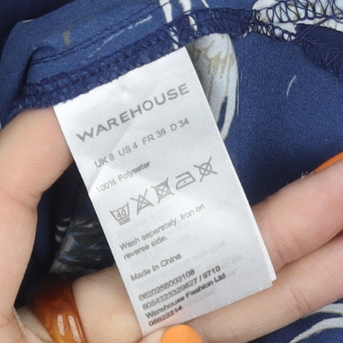 Warehouse Women Blue Button-Up Shirt UK 8