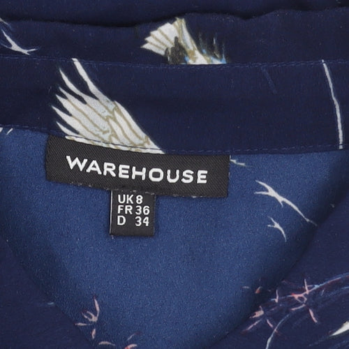 Warehouse Women Blue Button-Up Shirt UK 8