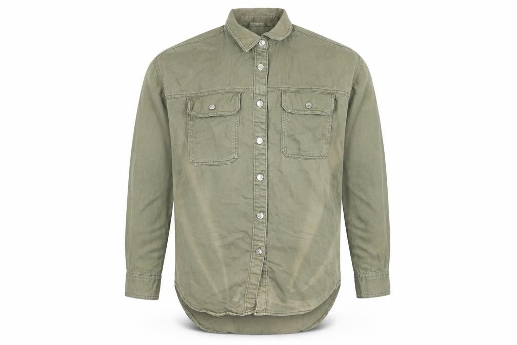 Front view of Next Men’s Green Cotton Button-Up Shirt, size S