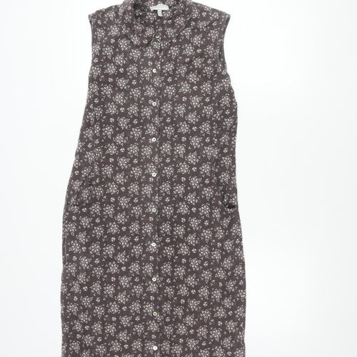 Laura Ashley Women's Grey Floral Shirt Dress Size 10