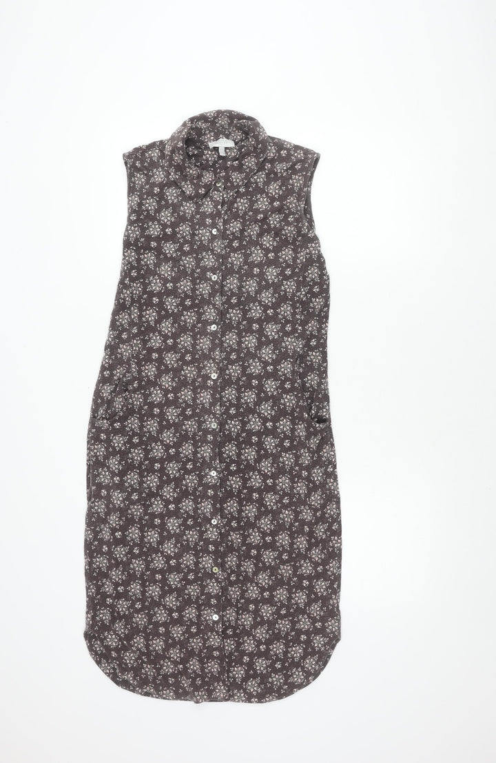 Laura Ashley Women's Grey Floral Shirt Dress Size 10