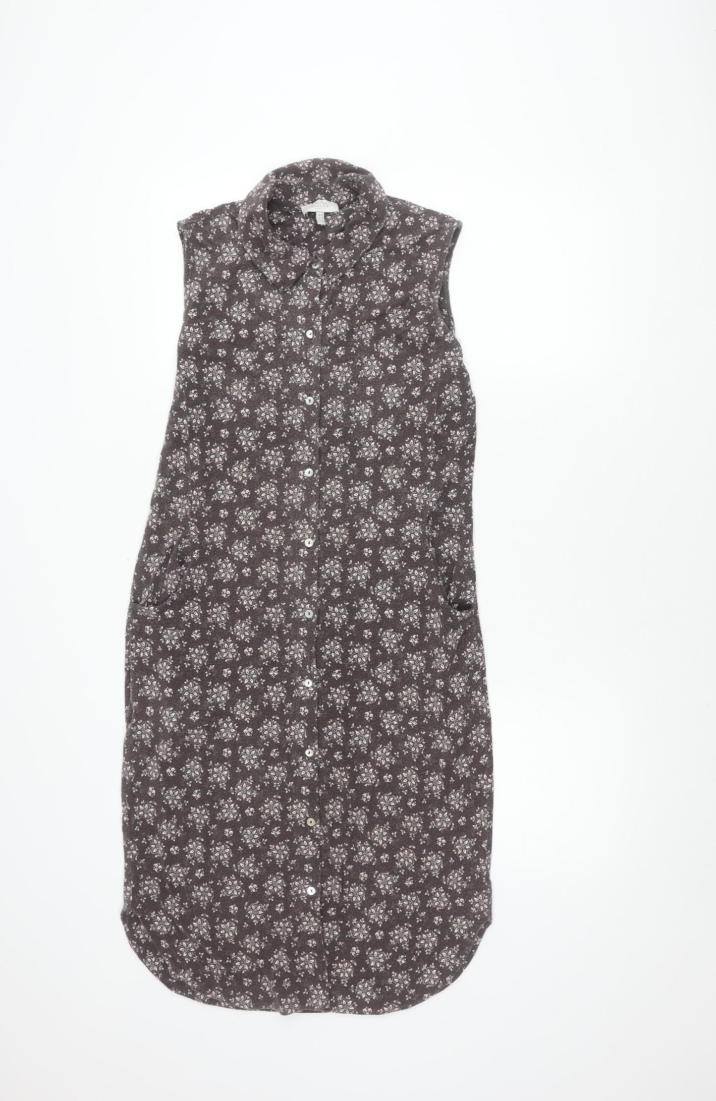 Laura Ashley Women's Grey Floral Shirt Dress Size 10