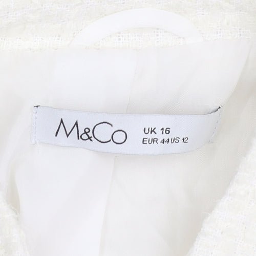M&Co Women's White Polyester Jacket Size 16