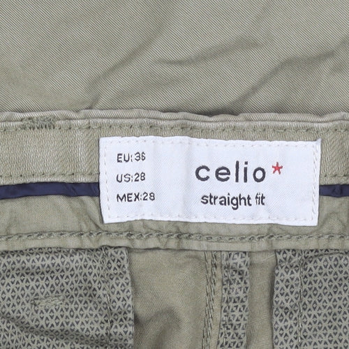 Celio Men's Green Chino Trousers, S, Regular Fit