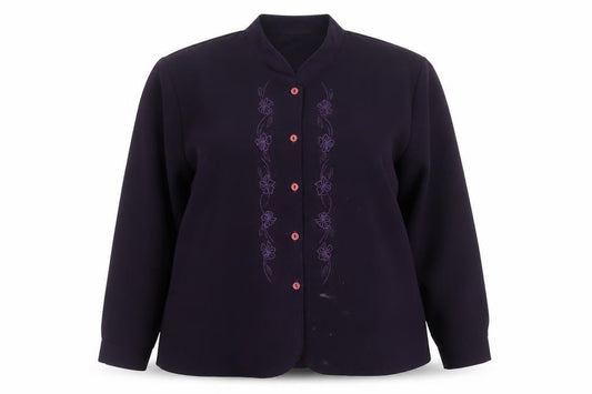 Front view of Michael Gold Women's Purple Button-Up Shirt, size 22