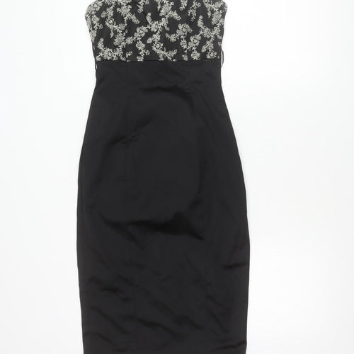 Coast Women's Black Floral Strapless Dress Size 8