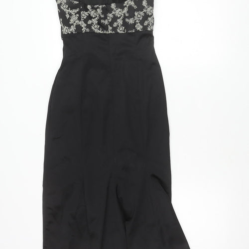 Coast Women's Black Floral Strapless Dress Size 8