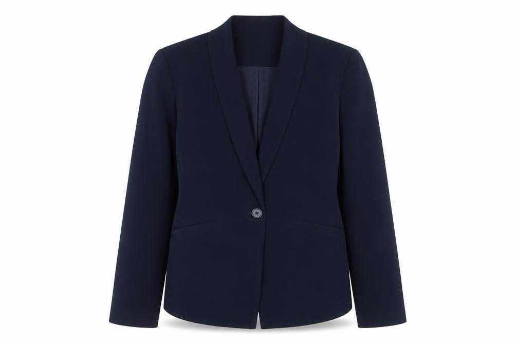 Front view of VILA Women's Blue suit jacket, size 6, Regular Fit
