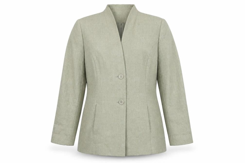 Front view of Wardrobe Women's Grey Suit Jacket, size 14, Classic Fit
