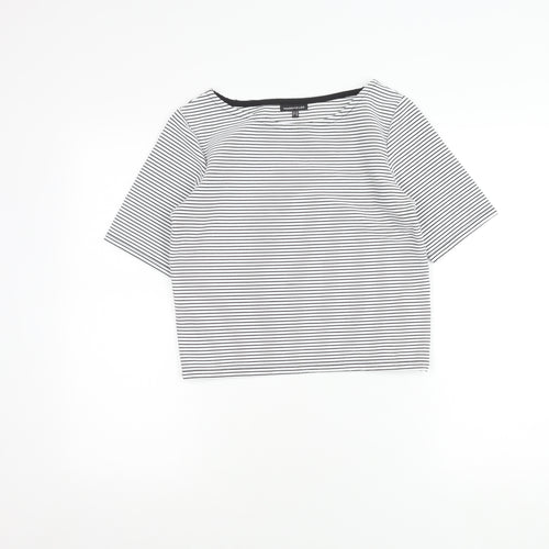 Warehouse Women’s Striped T-Shirt, Black/White, Size 10