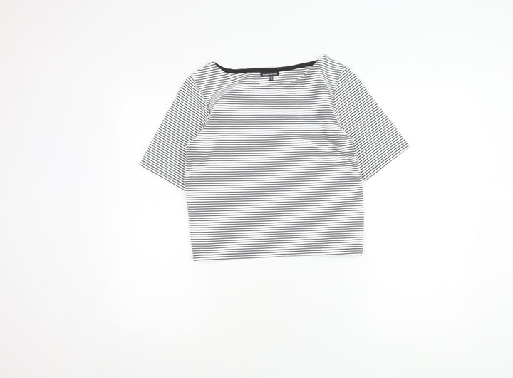 Warehouse Women’s Striped T-Shirt, Black/White, Size 10