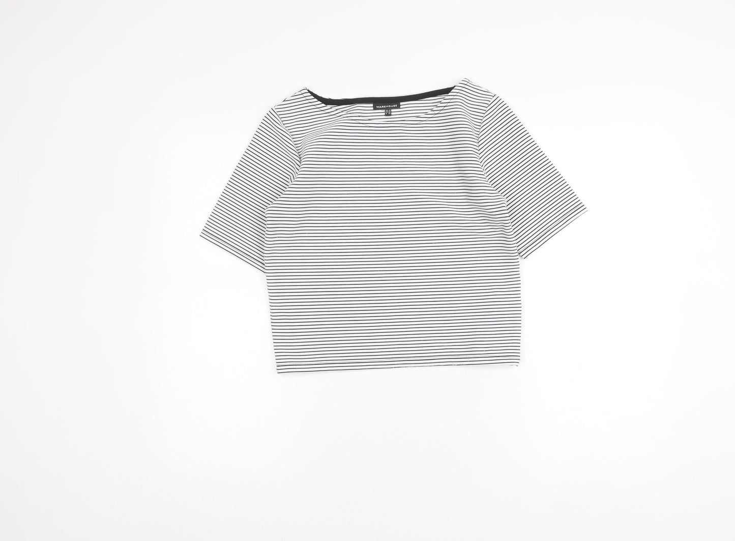 Warehouse Women’s Striped T-Shirt, Black/White, Size 10