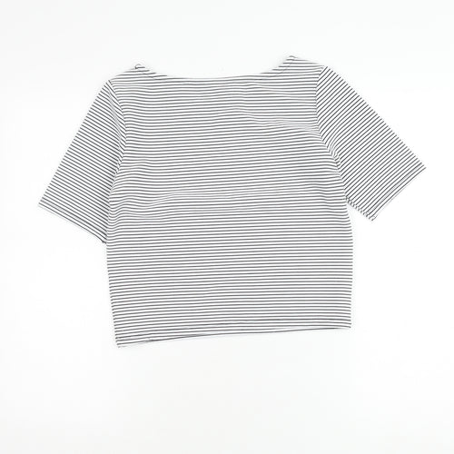 Warehouse Women’s Striped T-Shirt, Black/White, Size 10