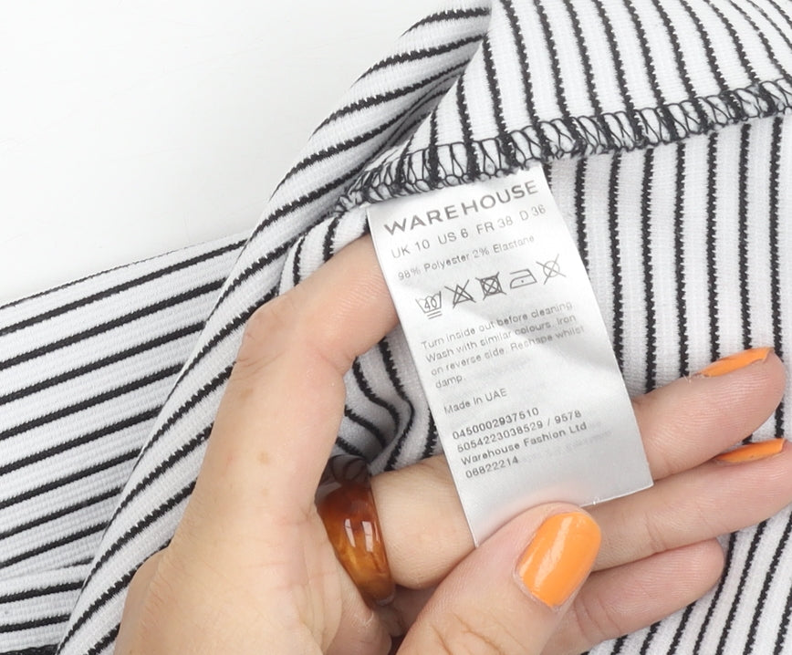 Warehouse Women’s Striped T-Shirt, Black/White, Size 10