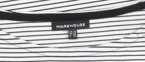 Warehouse Women’s Striped T-Shirt, Black/White, Size 10