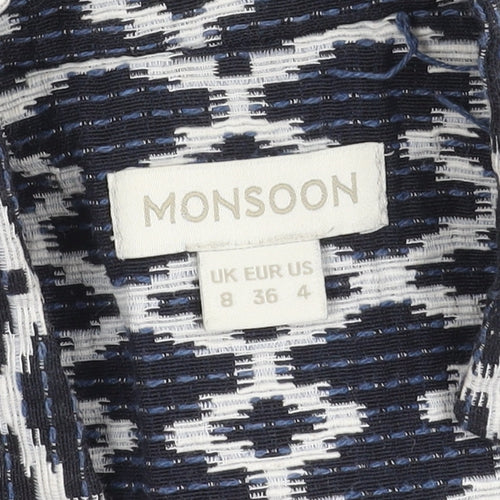 Monsoon Women's Blue Geometric Suit Jacket Size 8