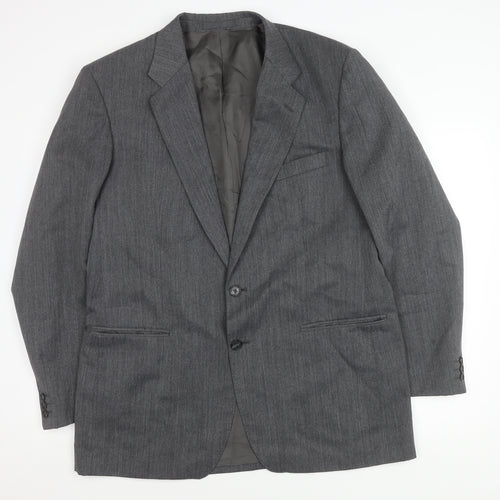 St Michael Men’s Grey Long Blazer, 42L, Polyester Wool