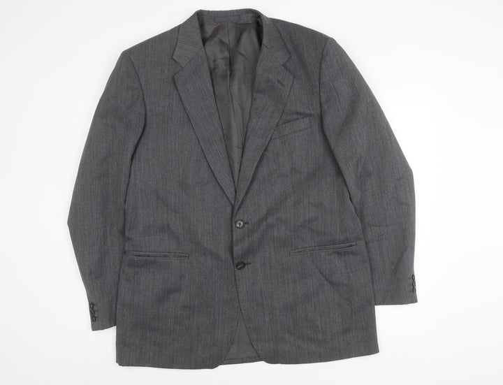 St Michael Men’s Grey Long Blazer, 42L, Polyester Wool