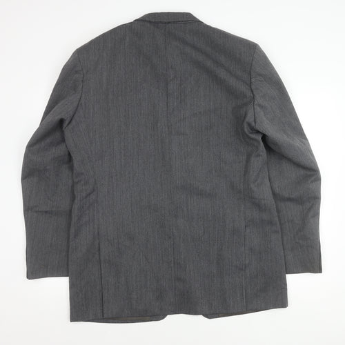 St Michael Men’s Grey Long Blazer, 42L, Polyester Wool