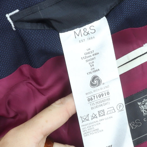 Marks and Spencer Men's Blue Blazer, 44, Single-Breasted