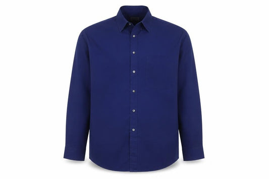 Front view of BHS Men's Blue Long Sleeve Button-Up Shirt 16
